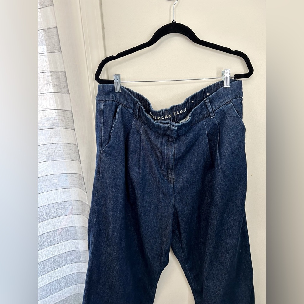 American Eagle Outfitters Dark Blue Wide Leg Jeans - Picture 3 of 5